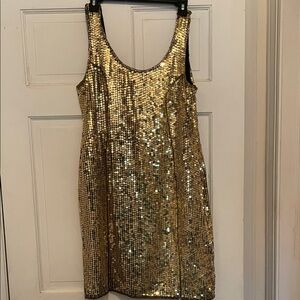 Vintage Gold Sequin Sleeveless Dress